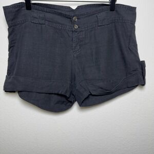 VTG Y2K Juicy Couture Women Linen Micro Mini Low Shorts 6 Black Casual Summer